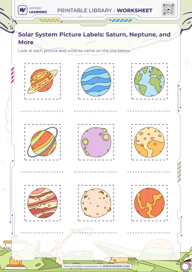 Solar System Picture Labels: Saturn, Neptune, and More