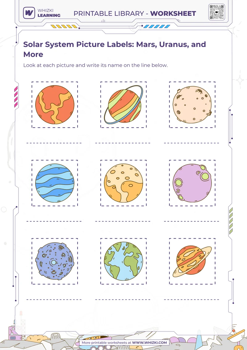 Solar System Picture Labels: Mars, Uranus, and More