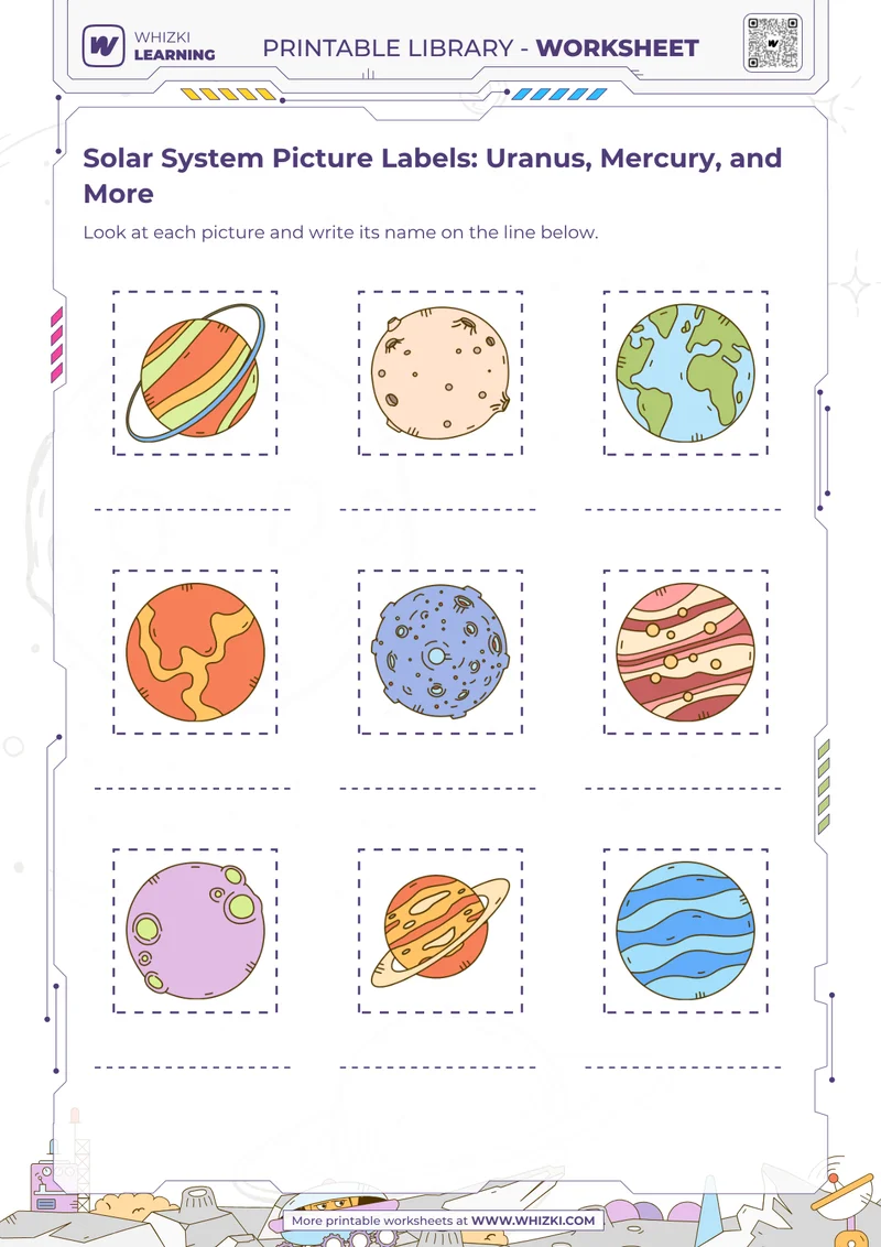 Solar System Picture Labels: Uranus, Mercury, and More