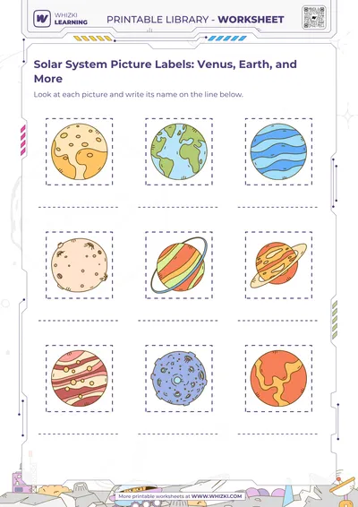 Solar System Picture Labels: Venus, Earth, and More