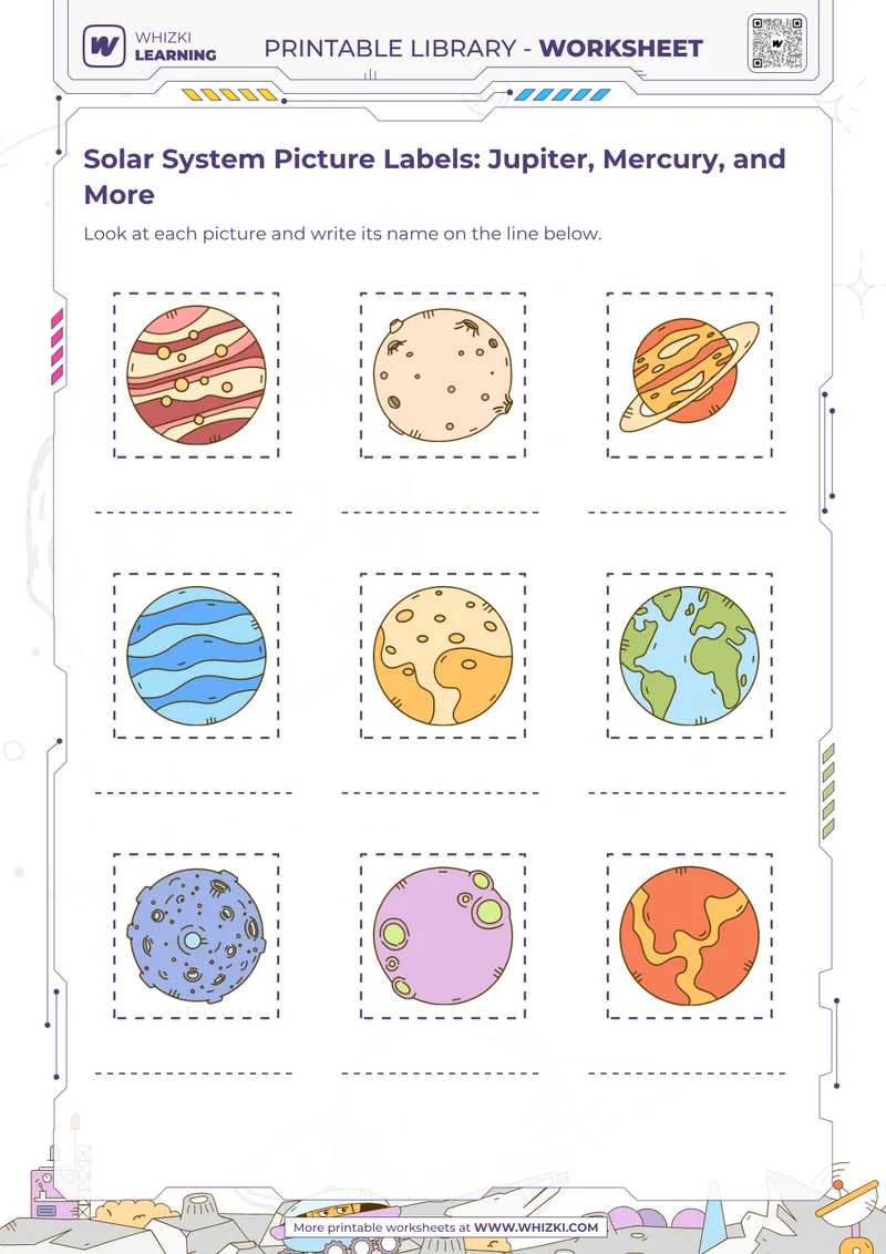 Solar System Picture Labels: Jupiter, Mercury, and More