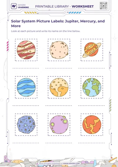 Solar System Picture Labels: Jupiter, Mercury, and More