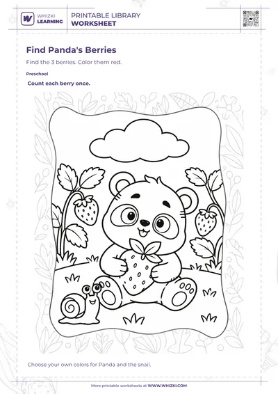 Find Panda's Berries Coloring Worksheet