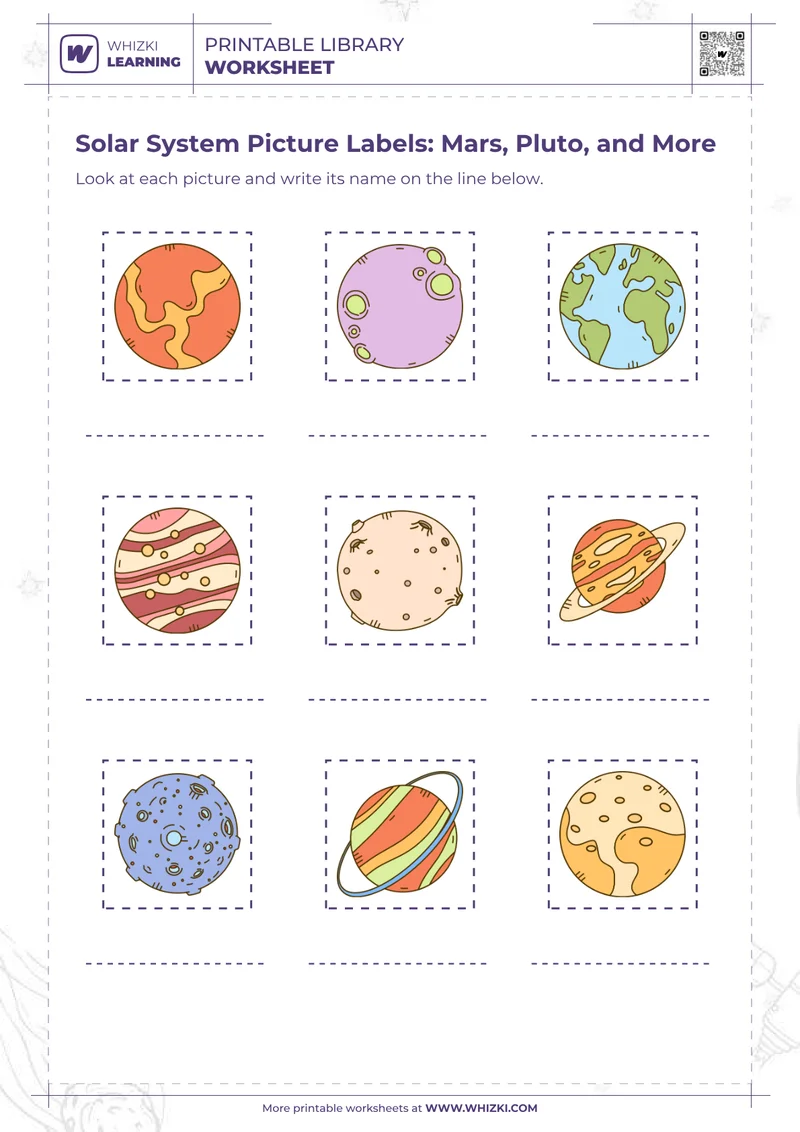 Solar System Picture Labels: Mars, Pluto, and More