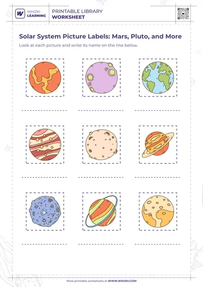 Solar System Picture Labels: Mars, Pluto, and More