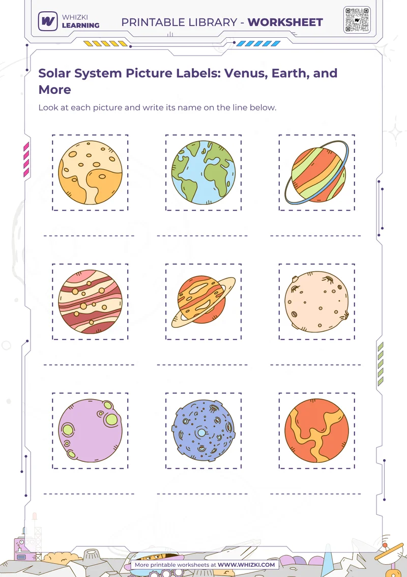 Solar System Picture Labels: Venus, Earth, and More