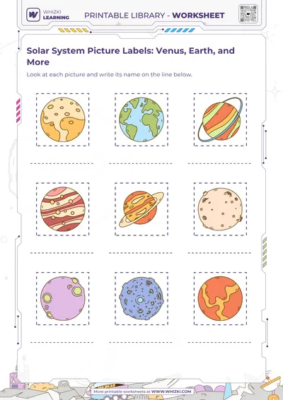 Solar System Picture Labels: Venus, Earth, and More