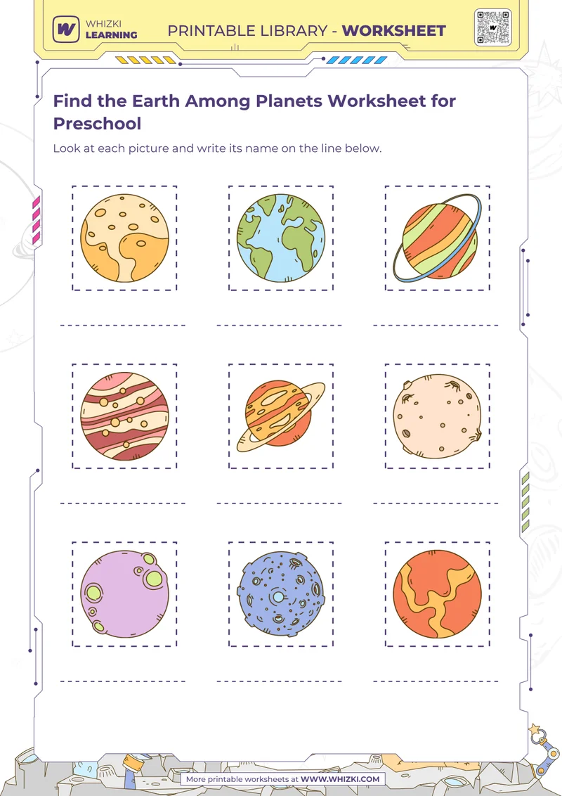 Find the Earth Among Planets Worksheet for Preschool