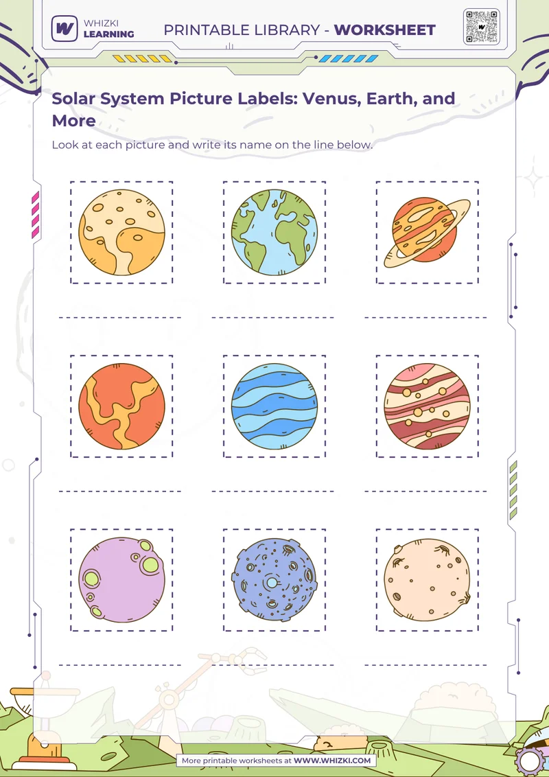 Solar System Picture Labels: Venus, Earth, and More