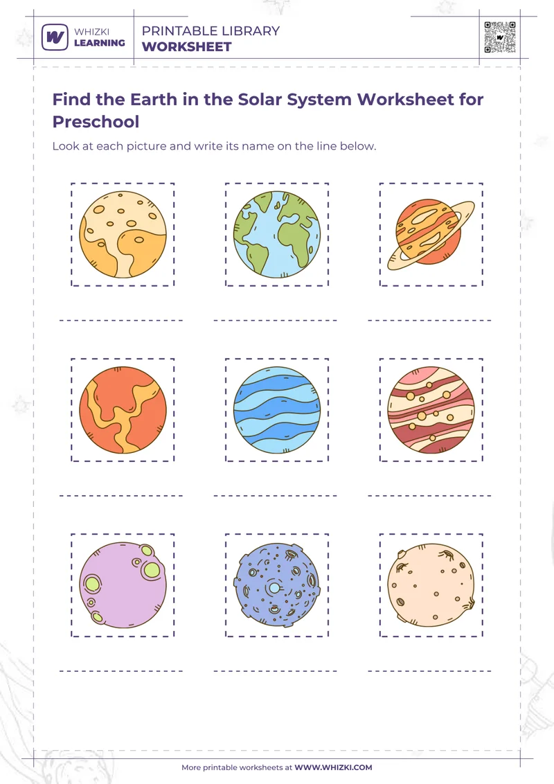 Find the Earth in the Solar System Worksheet for Preschool