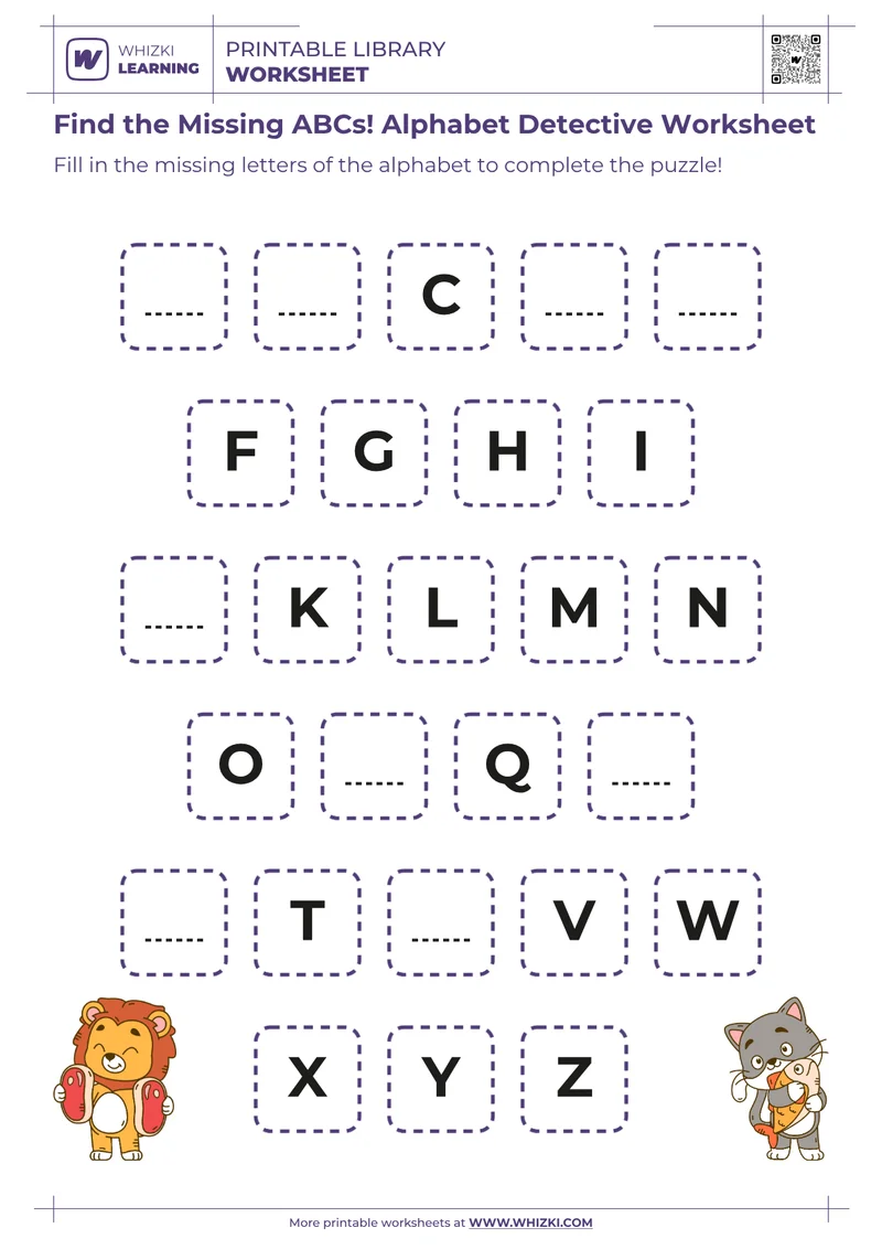 Find the Missing ABCs! Alphabet Detective Worksheet