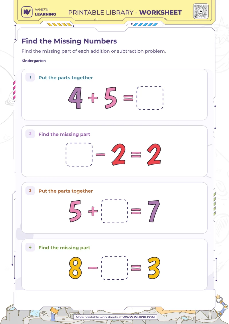 Find the Missing Numbers Math Worksheet