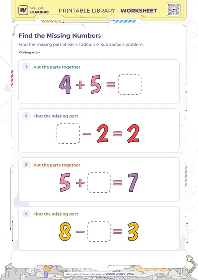 Find the Missing Numbers Math Worksheet