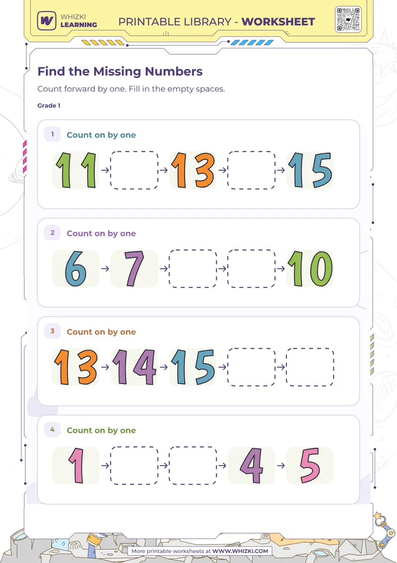 Find the Missing Numbers Number Trails Worksheet
