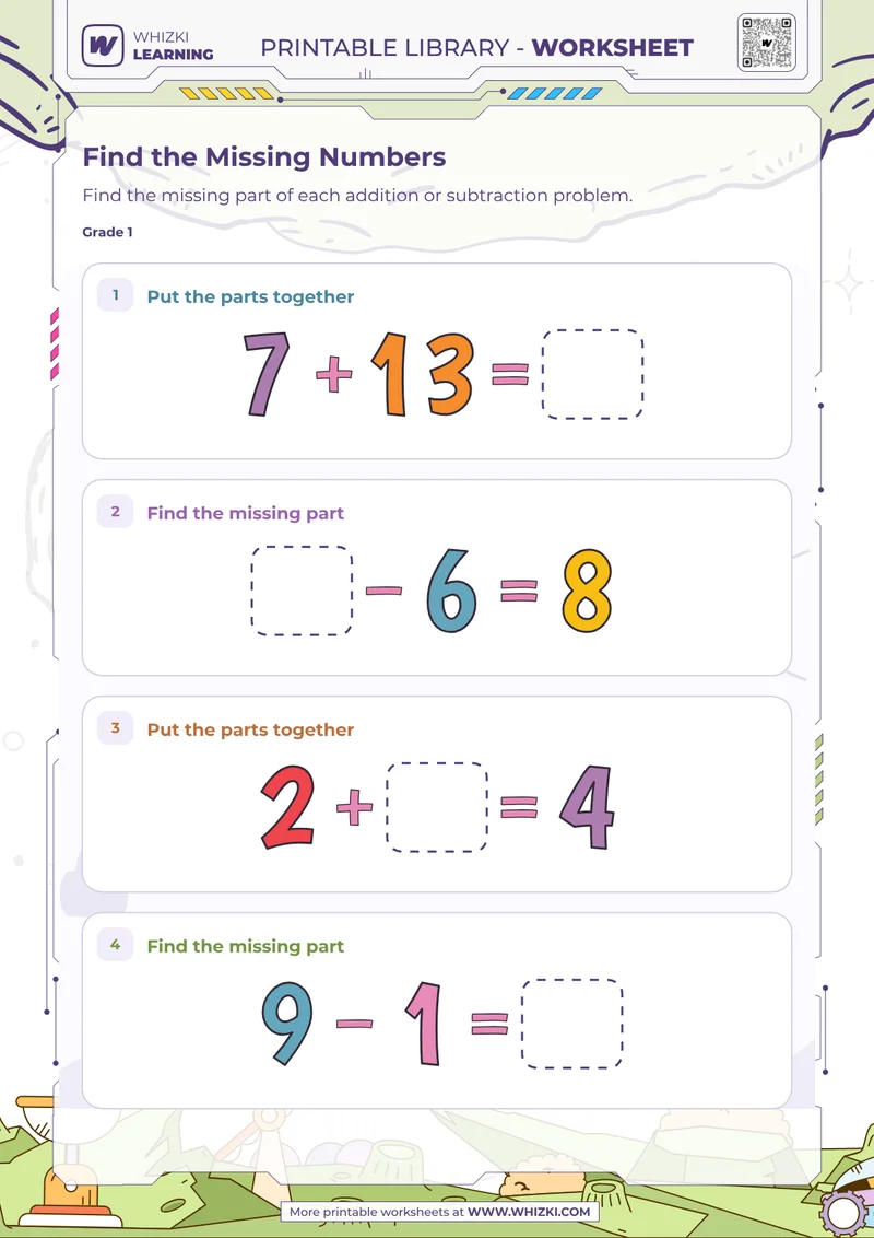 Find the Missing Numbers Worksheet