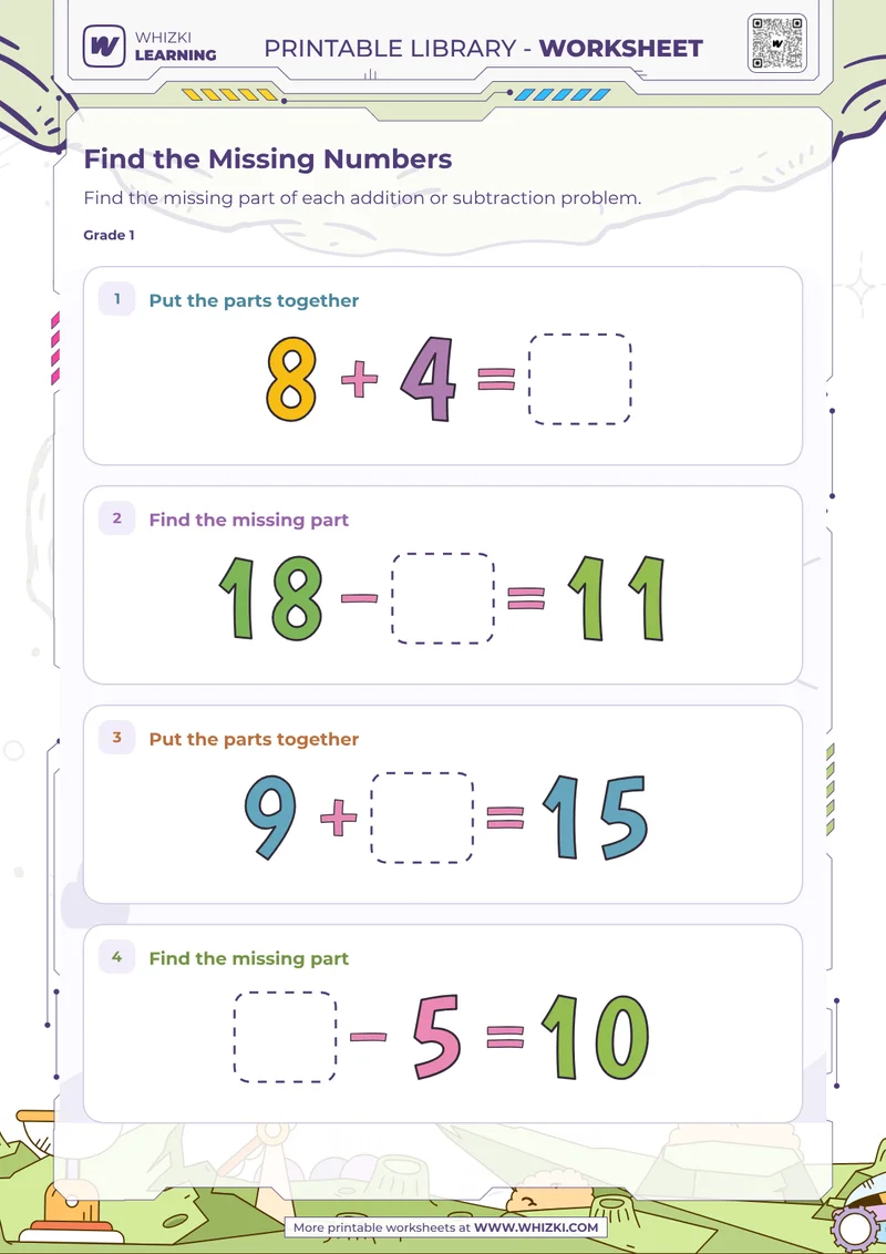 Find the Missing Numbers Worksheet