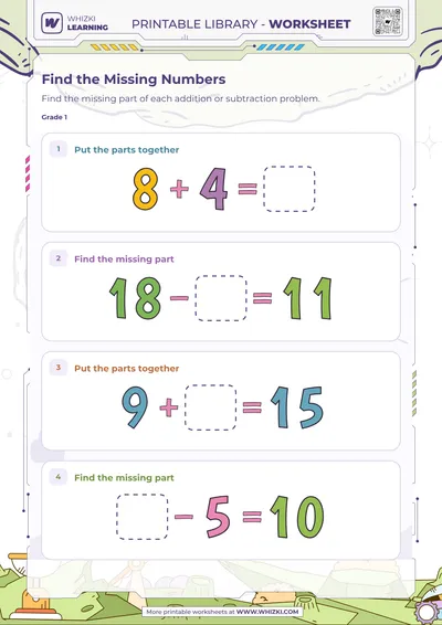 Find the Missing Numbers Worksheet