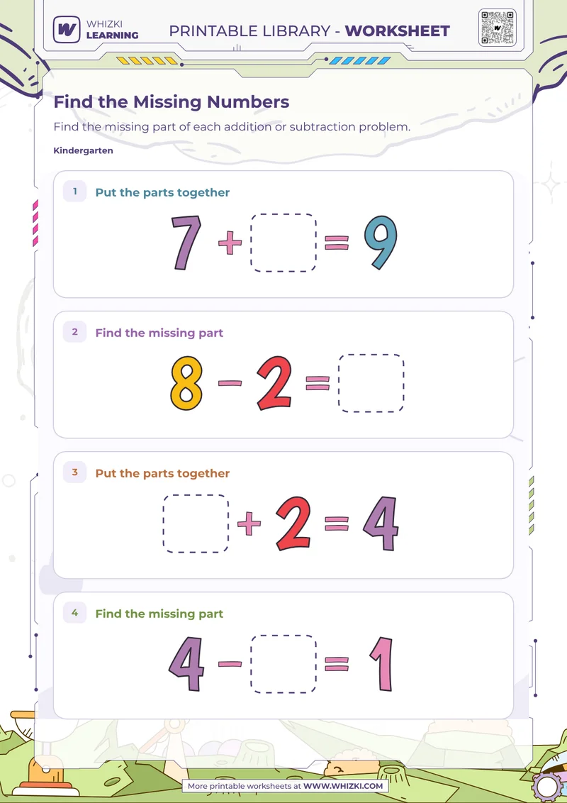 Find the Missing Numbers Worksheet