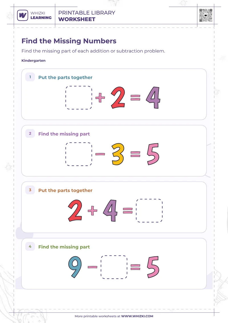 Find the Missing Numbers Worksheet