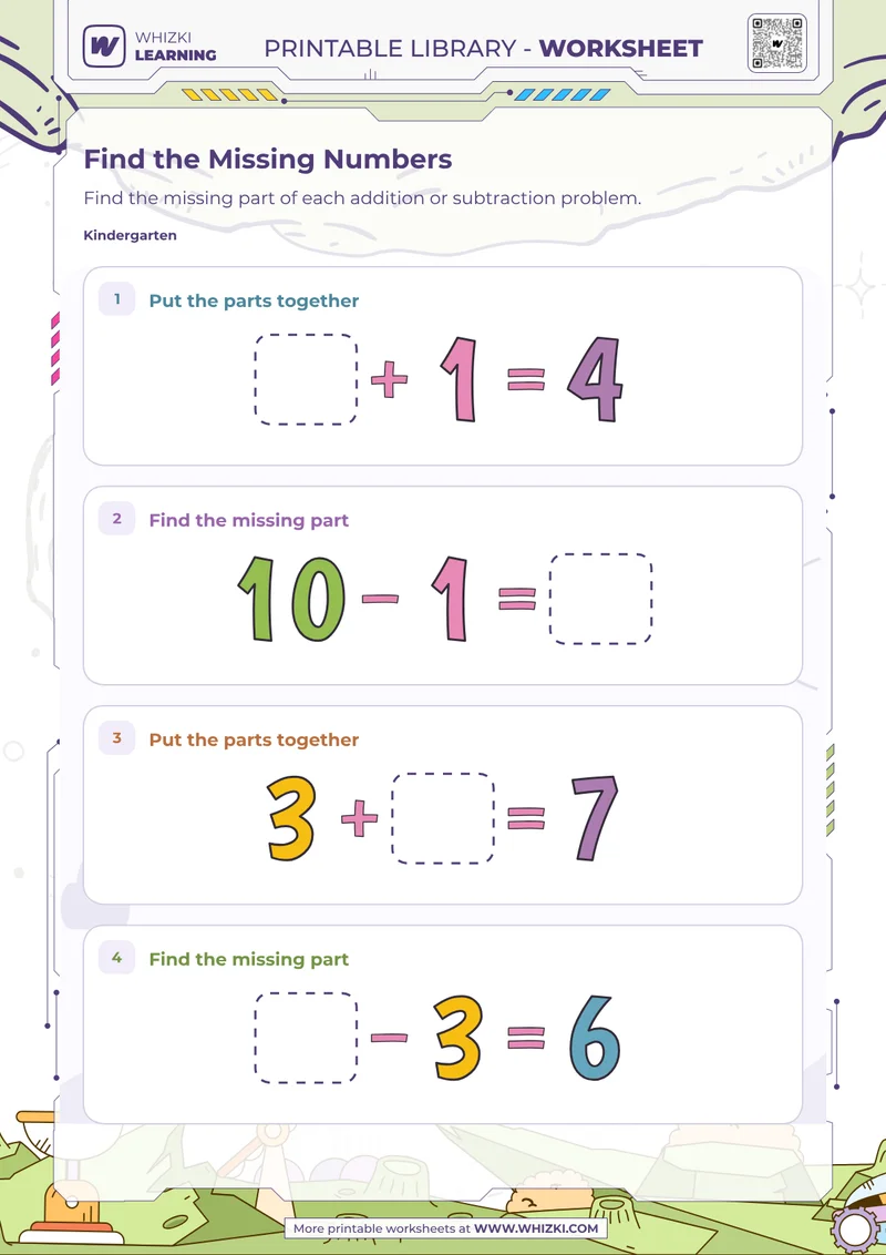 Find the Missing Numbers Worksheet