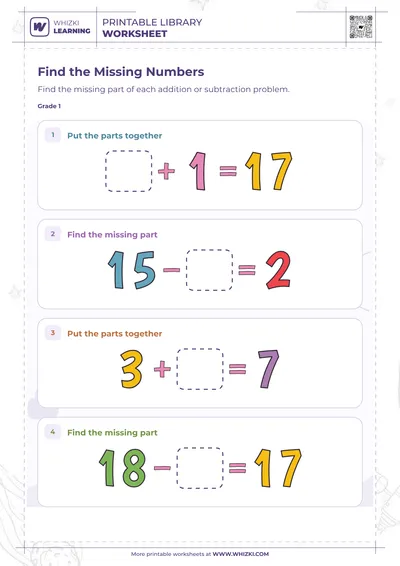Find the Missing Numbers Worksheet