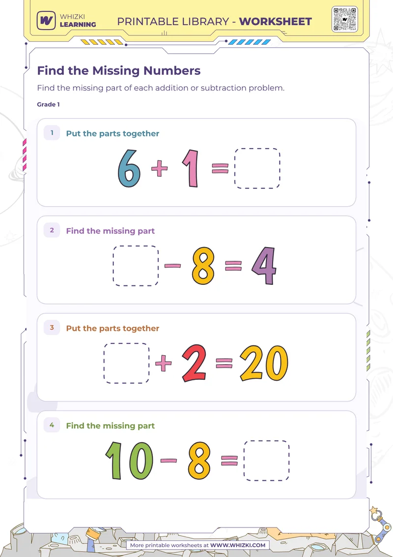 Find the Missing Numbers Worksheet