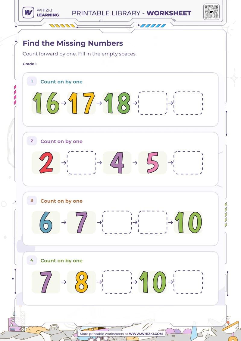 Find the Missing Numbers Worksheet