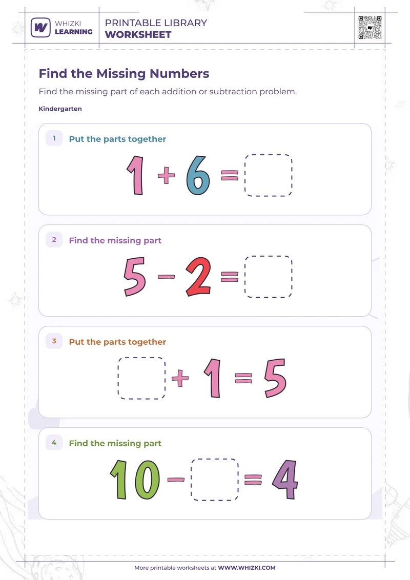 Find the Missing Numbers Worksheet