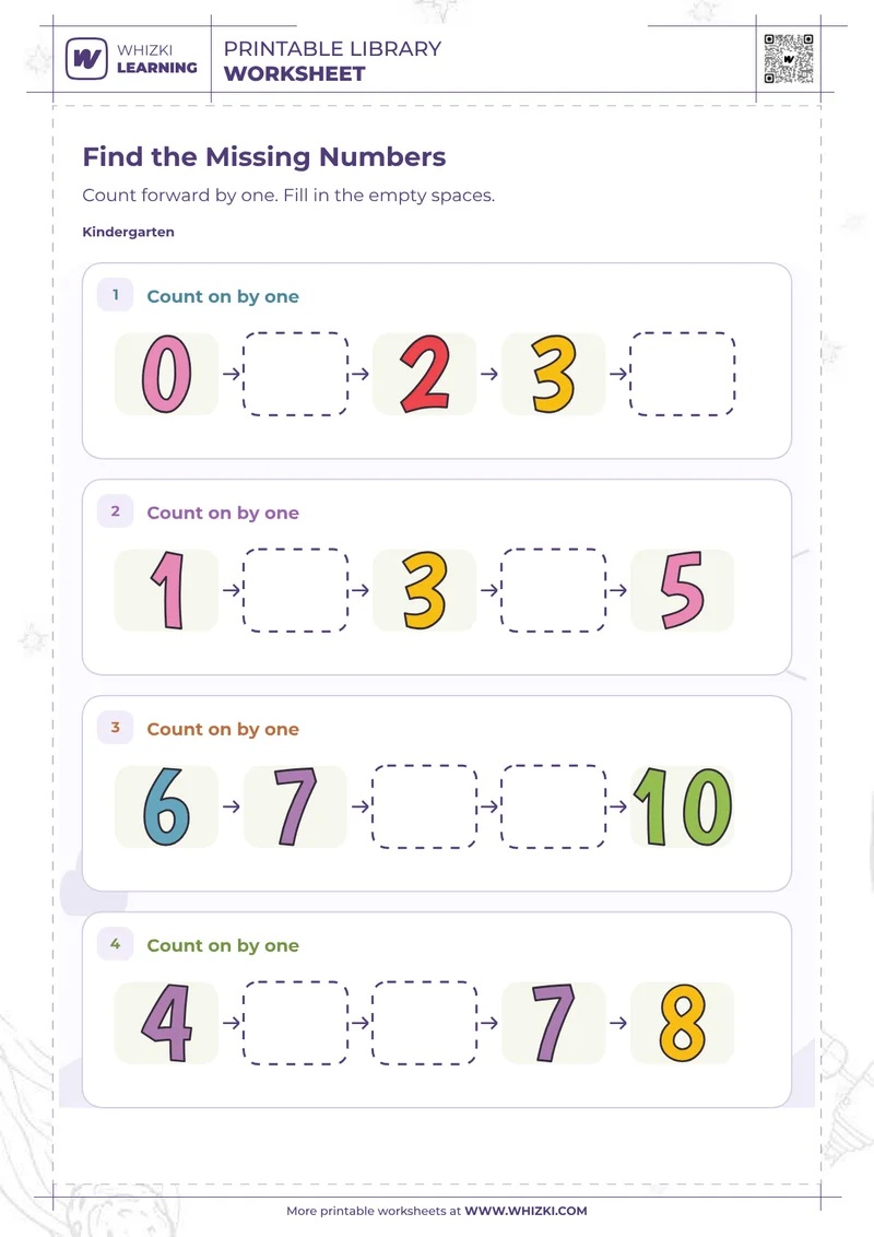 Find the Missing Numbers Worksheet