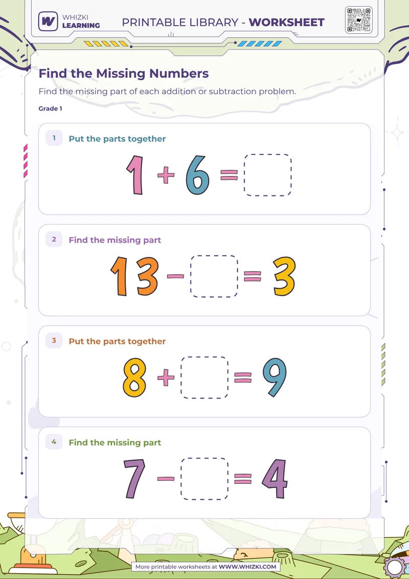 Find the Missing Numbers Worksheet