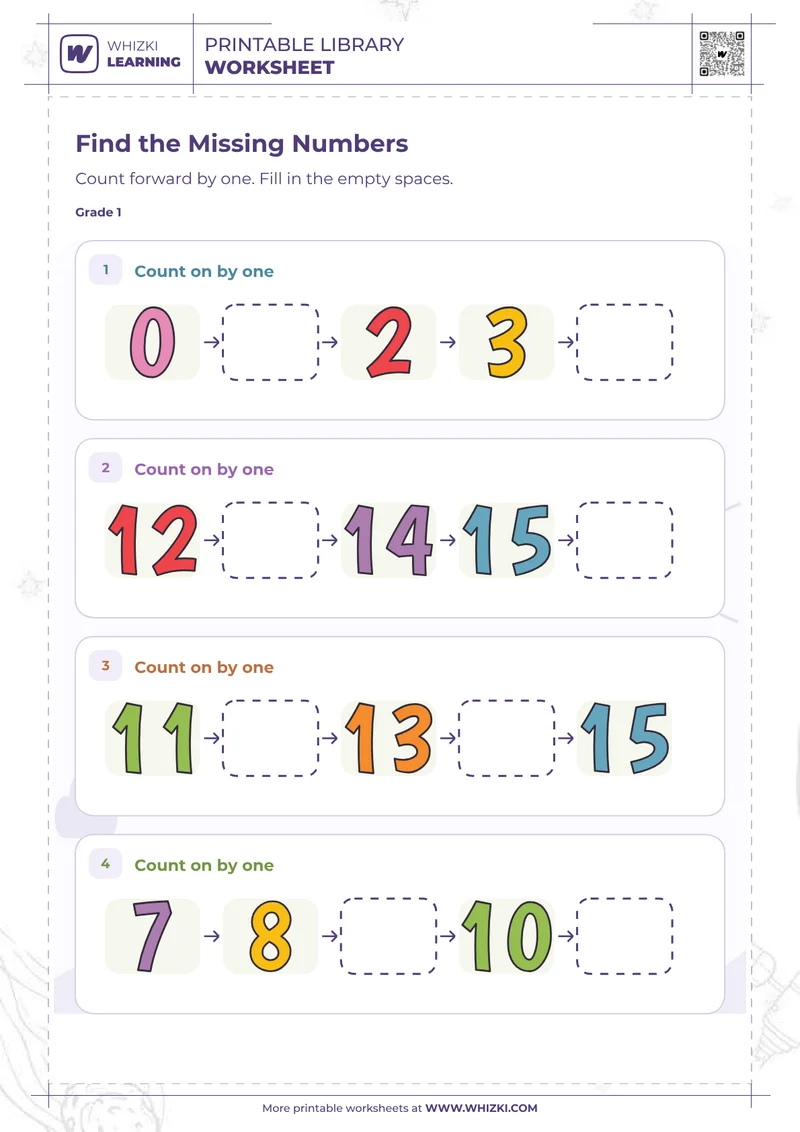 Find the Missing Numbers Worksheet