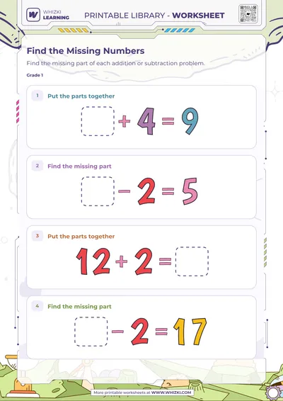 Find the Missing Numbers Worksheet