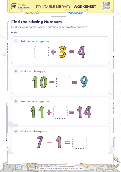 Find the Missing Numbers Worksheet