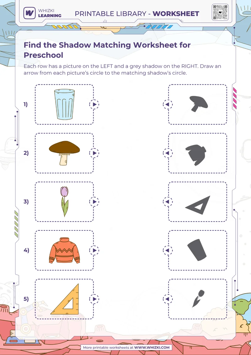 Find the Shadow Matching Worksheet for Preschool