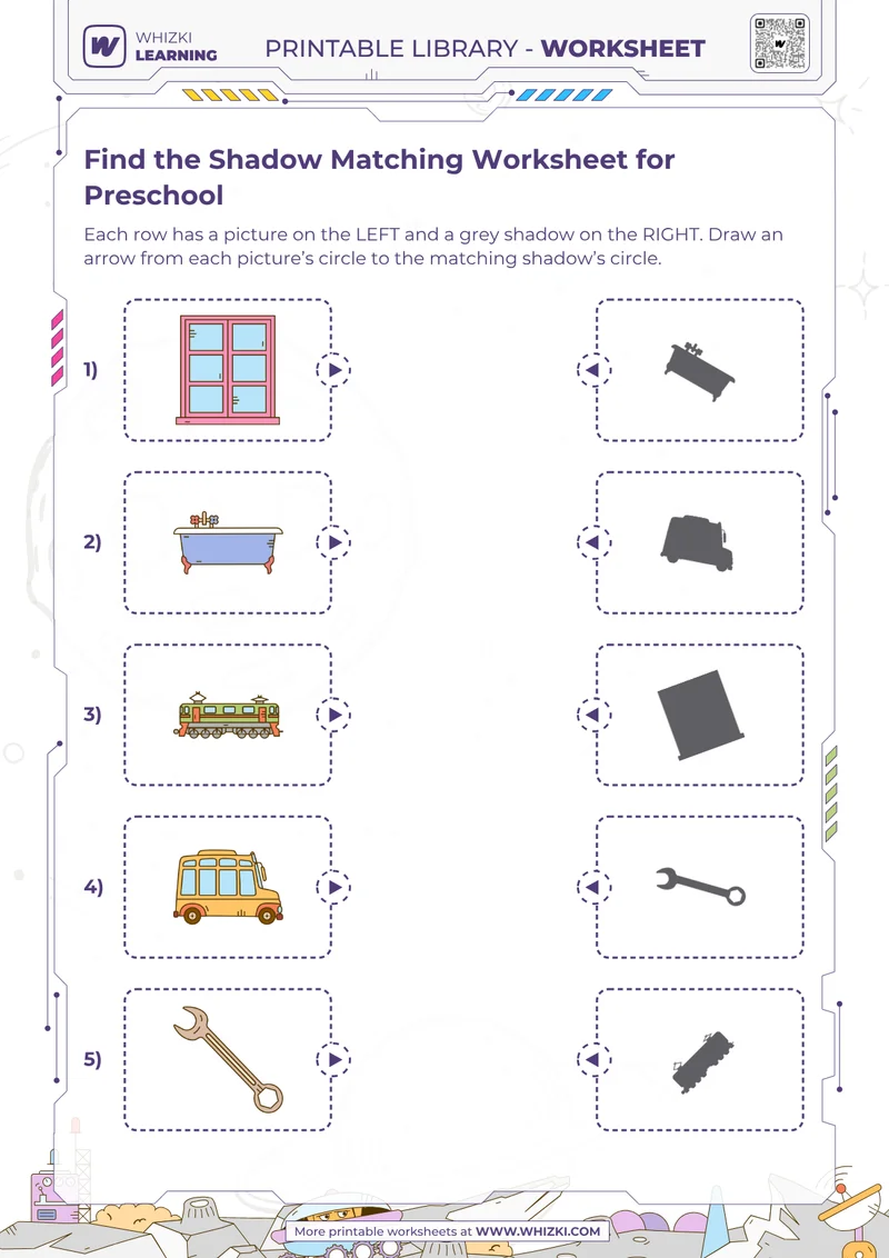 Find the Shadow Matching Worksheet for Preschool