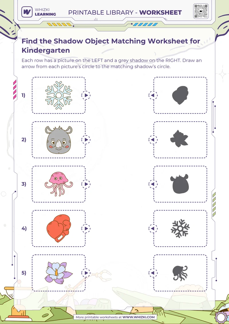 Find the Shadow Object Matching Worksheet for Kindergarten
