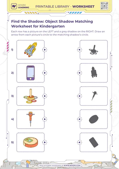 Find the Shadow: Object Shadow Matching Worksheet for Kindergarten
