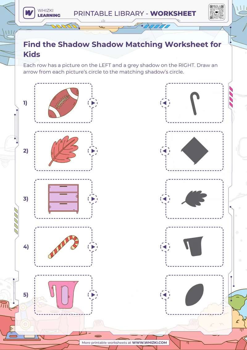Find the Shadow Shadow Matching Worksheet for Kids
