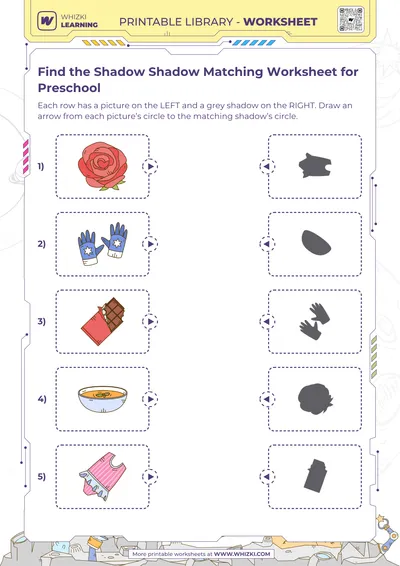 Find the Shadow Shadow Matching Worksheet for Preschool