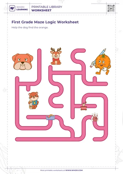 First Grade Maze Logic Worksheet