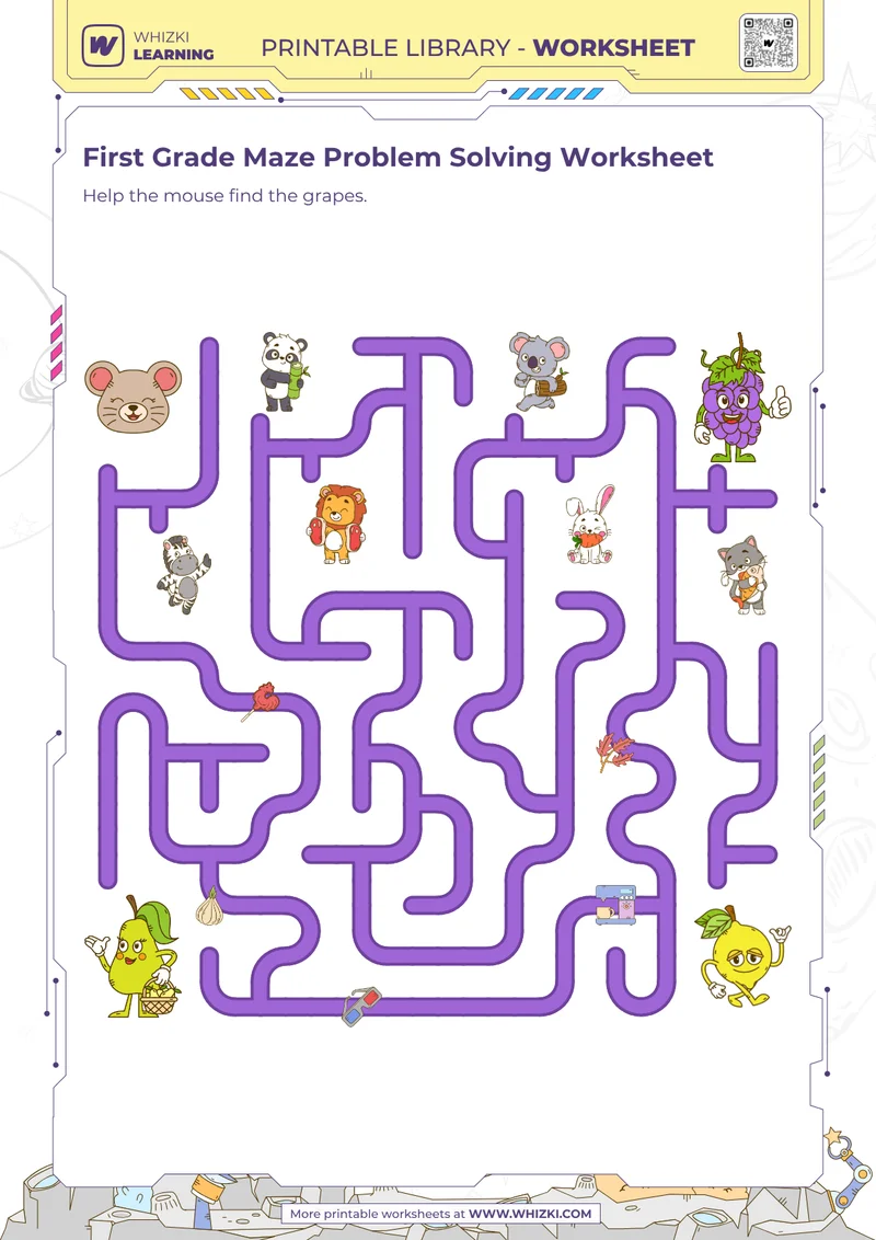 First Grade Maze Problem Solving Worksheet
