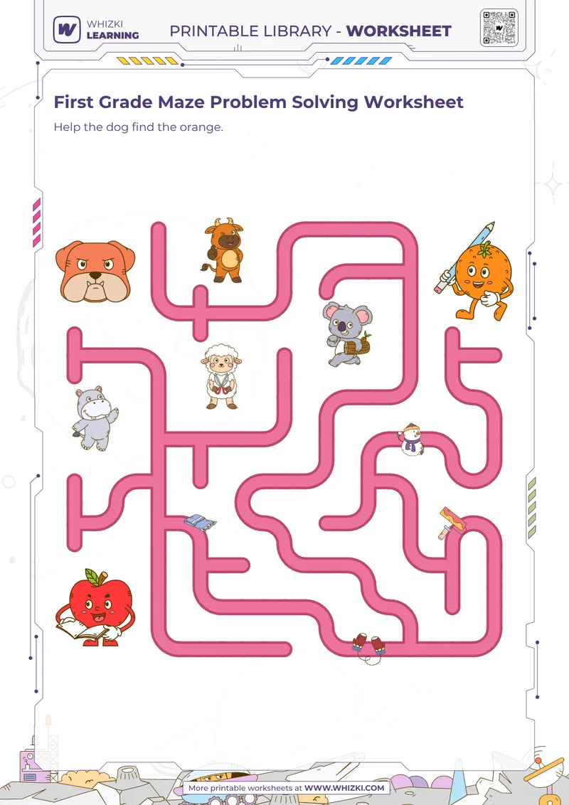 First Grade Maze Problem Solving Worksheet