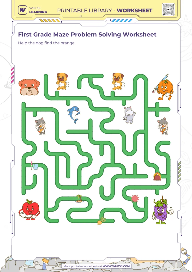 First Grade Maze Problem Solving Worksheet