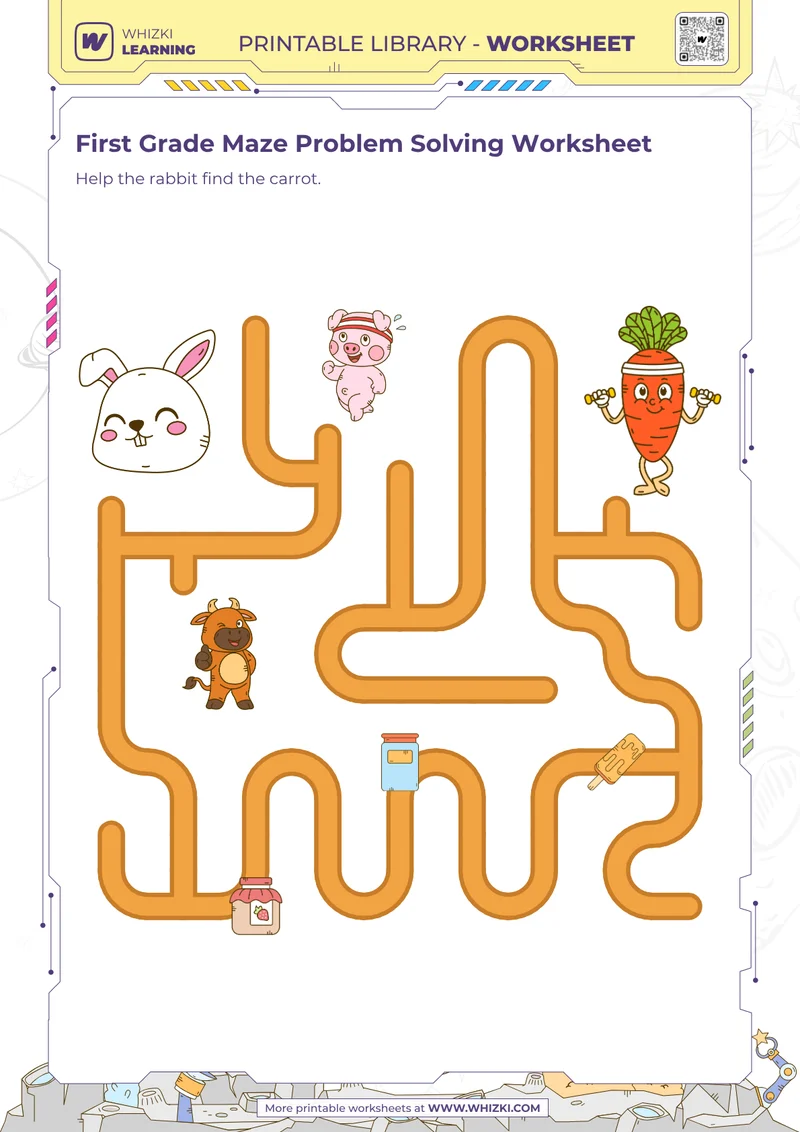 First Grade Maze Problem Solving Worksheet