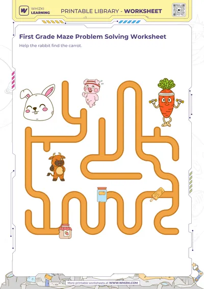 First Grade Maze Problem Solving Worksheet