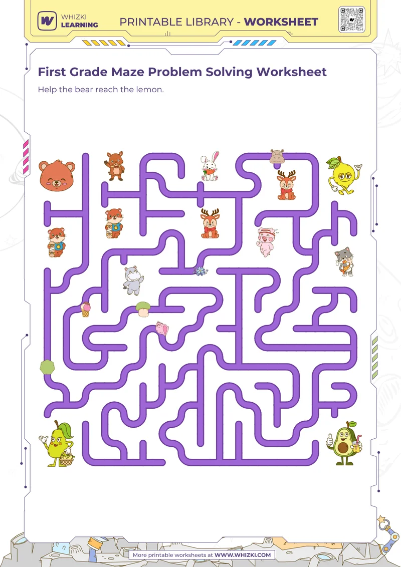 First Grade Maze Problem Solving Worksheet