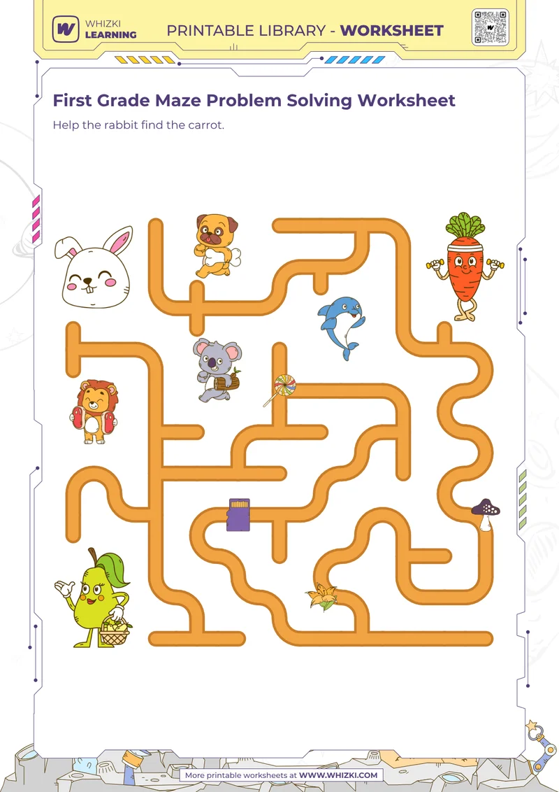 First Grade Maze Problem Solving Worksheet
