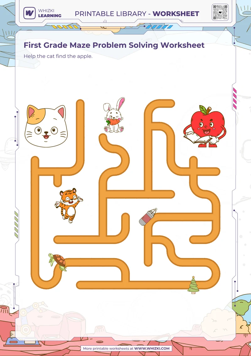 First Grade Maze Problem Solving Worksheet