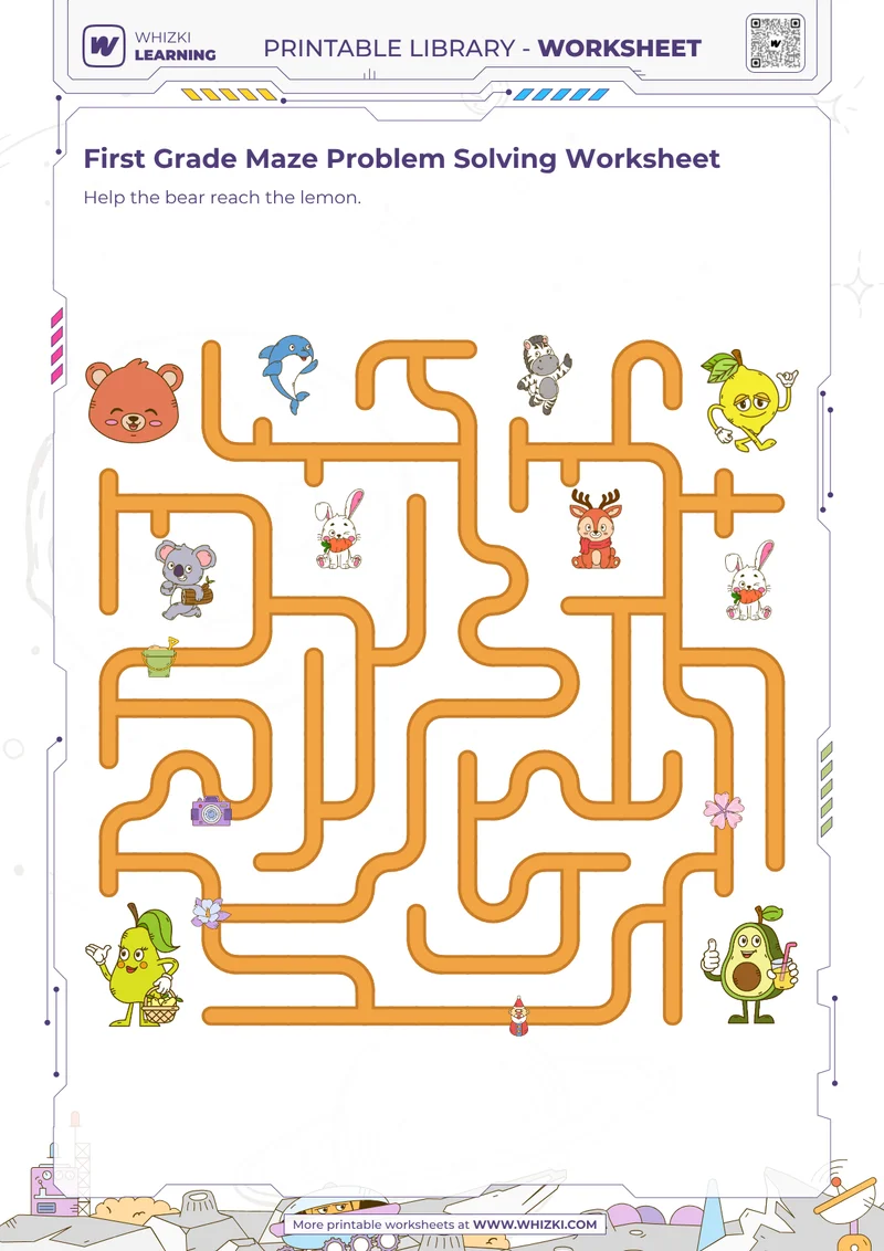 First Grade Maze Problem Solving Worksheet