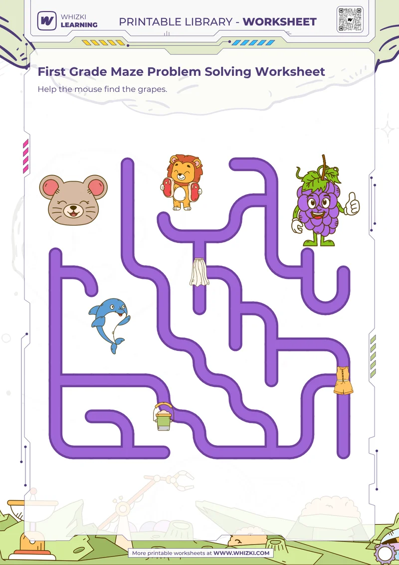 First Grade Maze Problem Solving Worksheet